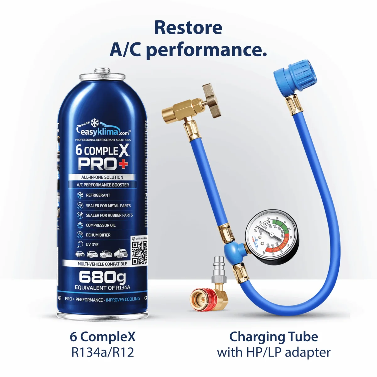 EasyKlima 6 CompleX PRO+ kit de recarga A/C automóvel 6em1 – R134a, HP/LP - Image 3