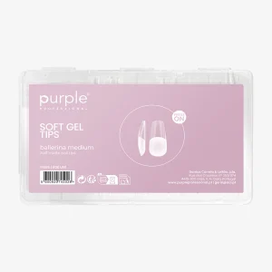 Purple Soft Gel Tips Press On Ballerina Medium Half Matte 600unid