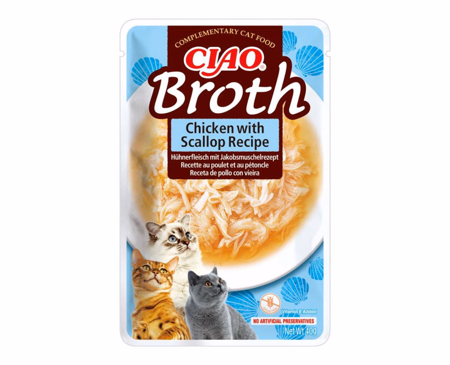 Ciao Broth Churu 40 g – Sopa de Frango e Vieira para Gatos