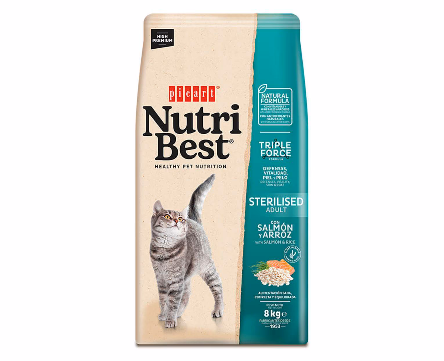 Picart Nutribest Sterilised – Ração Seca para Gato Adulto Esterilizado Salmão & Arroz - Image 2