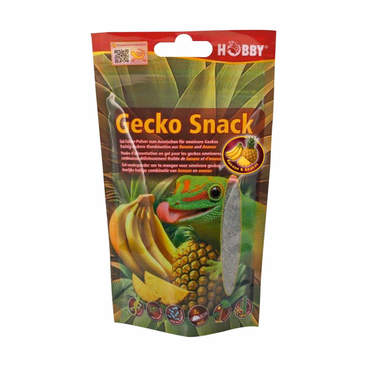 Snack Banana & Ananás para Gecko Hobby – Gel de Frutas Tropical