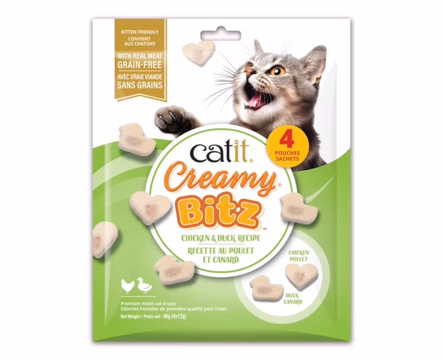 Snacks Catit Creamy Bitz Frango e Pato para Gatos (4 x 12g)